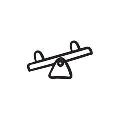 Poster - Seesaw sketch icon.