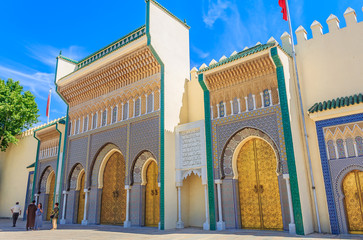 Gate to the palace of the king of Morocco in Fes or Fez