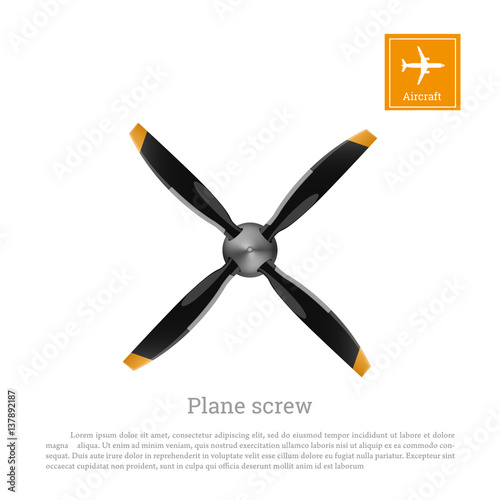 Aircraft Screw In Flat Style Airplane Propeller On White