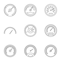 Wall Mural - Engine speedometer icons set, outline style