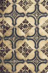 Vintage Traditional ornate portuguese decorative tiles azulejos with pattern, Abstract tiles background -  Lisbon, Portugal December 26, 2016