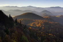 Forest Covered Hills, Piatra Craiului National Park, Transylvania, Southern Carpathian Mountains, Romania, October 2008