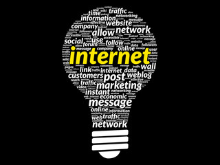 Aufkleber - INTERNET bulb word cloud, business concept