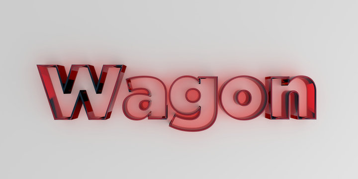 Wagon - Red glass text on white background - 3D rendered royalty free stock image.