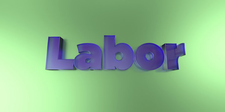 Labor - colorful glass text on vibrant background - 3D rendered royalty free stock image.