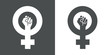 Icono plano simbolo feminismo con puño gris y blanco