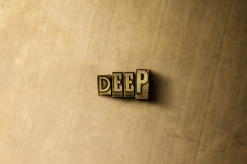 DEEP - close-up of grungy vintage typeset word on metal backdrop. Royalty free stock illustration.  Can be used for online banner ads and direct mail.