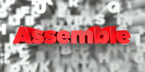 Fotografie, Tablou Assemble - Red text on typography background - 3D rendered royalty free stock image