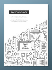 Sticker - Back to School - line design brochure poster template A4