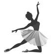 Ballerina girl silhouette isolated on white background