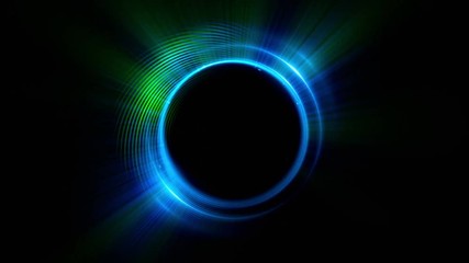 Wall Mural - Abstract neon background. luminous swirling. Glowing spiral cover. 
Black elegant. Halo around. Power isolated. Sparks particle.
Space tunnel. LED color ellipse. Glint glitter. Shimmer motion
