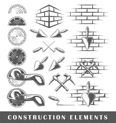 Wall Mural - Set of silhouettes of a construction elements, isolated on a white background. Vector illustration