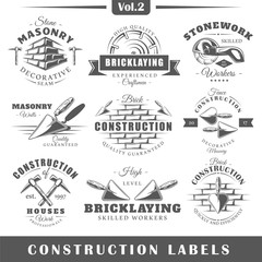 Wall Mural - Set of vintage construction labels. Vol.2.  Posters, stamps, banners and design elements. Vector illustration