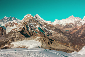 Wall Mural - Cosmic coloured View of high Altitude Mountains in Himalaya