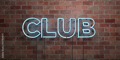 Fotografie, Obraz CLUB - fluorescent Neon tube Sign on brickwork - Front view - 3D rendered royalty free stock picture