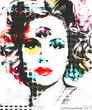 Abstract portrait of a beautiful girl with an eye on the forehead in the pop art style..