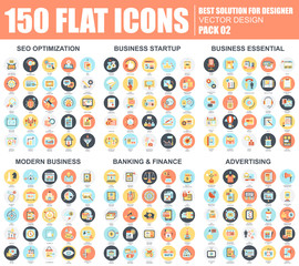 Leinwandbilder - Business flat icons set