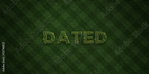 Fotografia, Obraz DATED - fresh Grass letters with flowers and dandelions - 3D rendered royalty free stock image