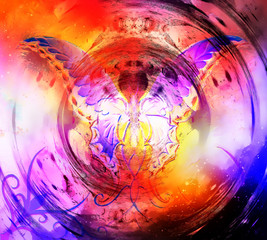 Aufkleber - butterfly in cosmic space. graphic design and glass effect.