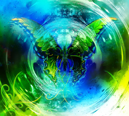 Aufkleber - butterfly in cosmic space. graphic design and glass effect.