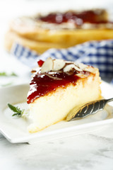 Poster - Cheesecake with berry sauce and almond