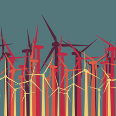 Wind turbines high voltage green energy generate alternative power farm abstract concept background