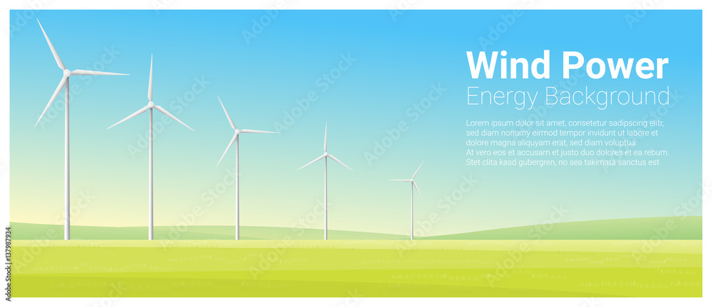 Energy concept background with wind turbine , vector , illustration ...
