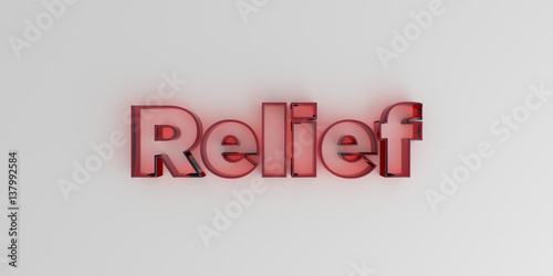 Fotografia Relief - Red glass text on white background - 3D rendered royalty free stock image