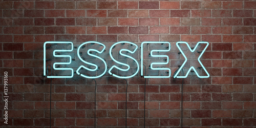 Fotomural ESSEX - fluorescent Neon tube Sign on brickwork - Front view - 3D rendered royalty free stock picture
