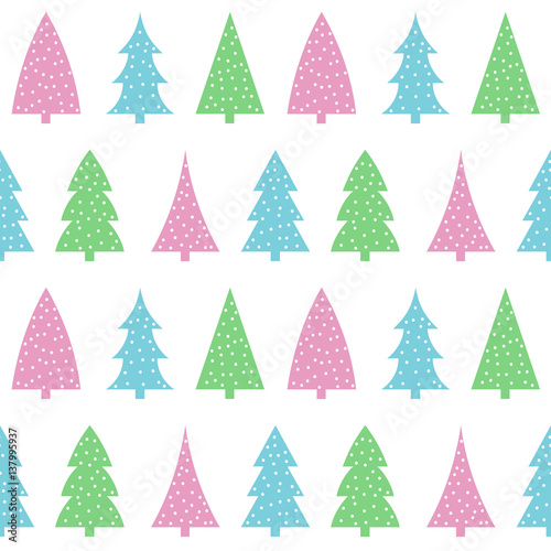 Cute Pastel Pink Blue Green Christmas Tree On A White Background Pattern Seamless Vector Buy This Stock Vector And Explore Similar Vectors At Adobe Stock Adobe Stock