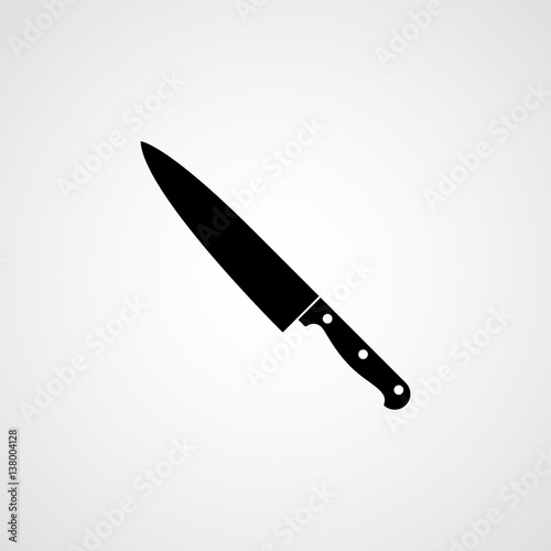 Fotomural Kitchen knife black silhouette. Vector icon