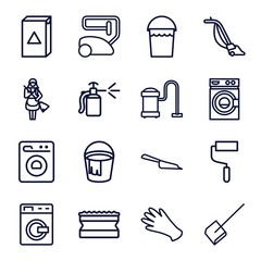 Wall Mural - Set of 16 housework outline icons