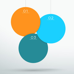 Poster - infographic 3 colourful 3d hanging text circles vector