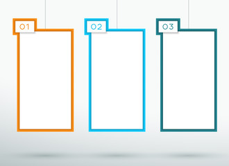 Poster - Infographic 3 Numbered 3d Hanging Text Boxes Vector