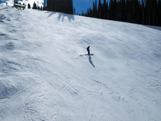 Silhouette of a skier at Purgatory ski area in Durango, Colorado