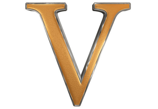 Uppercase letter V, isolated on white, 3D illustration