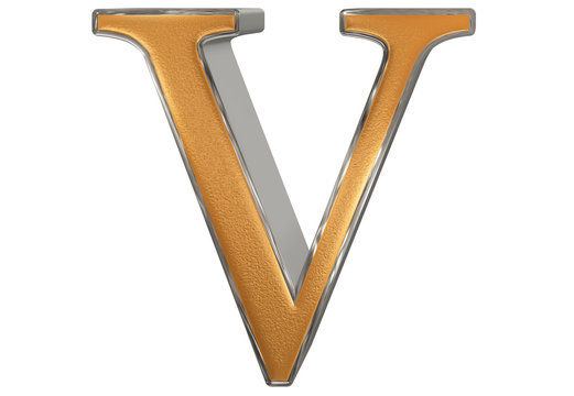 Uppercase letter V, isolated on white, 3D illustration