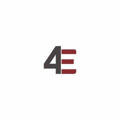 Four and Letter E Logo Vector