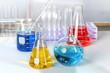 Laboratory Glassware with Colored Solutions