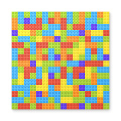 Poster - 3d rendering of many toy blocks in different colors making up one large square shape in top view.