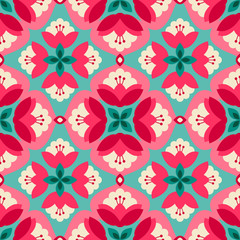 Poster - seamless floral vintage pattern
