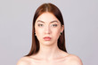 © maxsim - Beautiful Young Woman with Clean Fresh Skin close up. Skin care face. Cosmetology face. Makeup