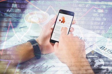 Poster - Hands of man holding mobile phone