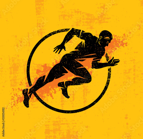 Fotografie, Obraz Dynamic Running Man Vector Illustration On Grunge Rough Background With Color Sp