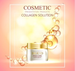 Wall Mural - essense and a cream for skin care. 3d vector realistic illustration. The design of cosmetic products. Presentation of face care.
