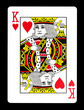 King of hearts playing card, isolated on black background.
