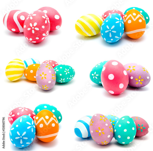 Stampe Collection of photos perfect colorful handmade easter eggs