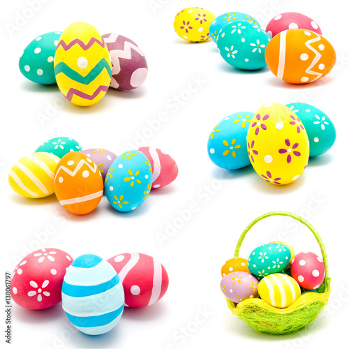 Stampa su Tela Collection of photos perfect colorful handmade easter eggs
