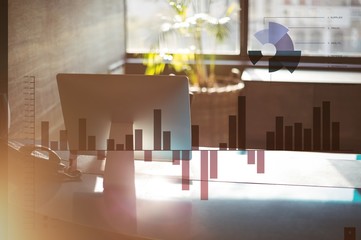 Poster - Composite image of business interface with graphs and data