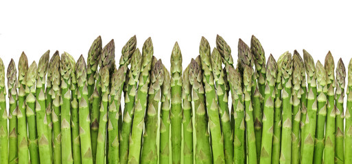 green raw asparagus isolated on white background